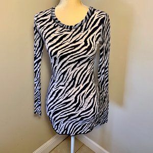 SHARON SEGAL ZEBRA PRINT LONG SLEEVE BURN OUT